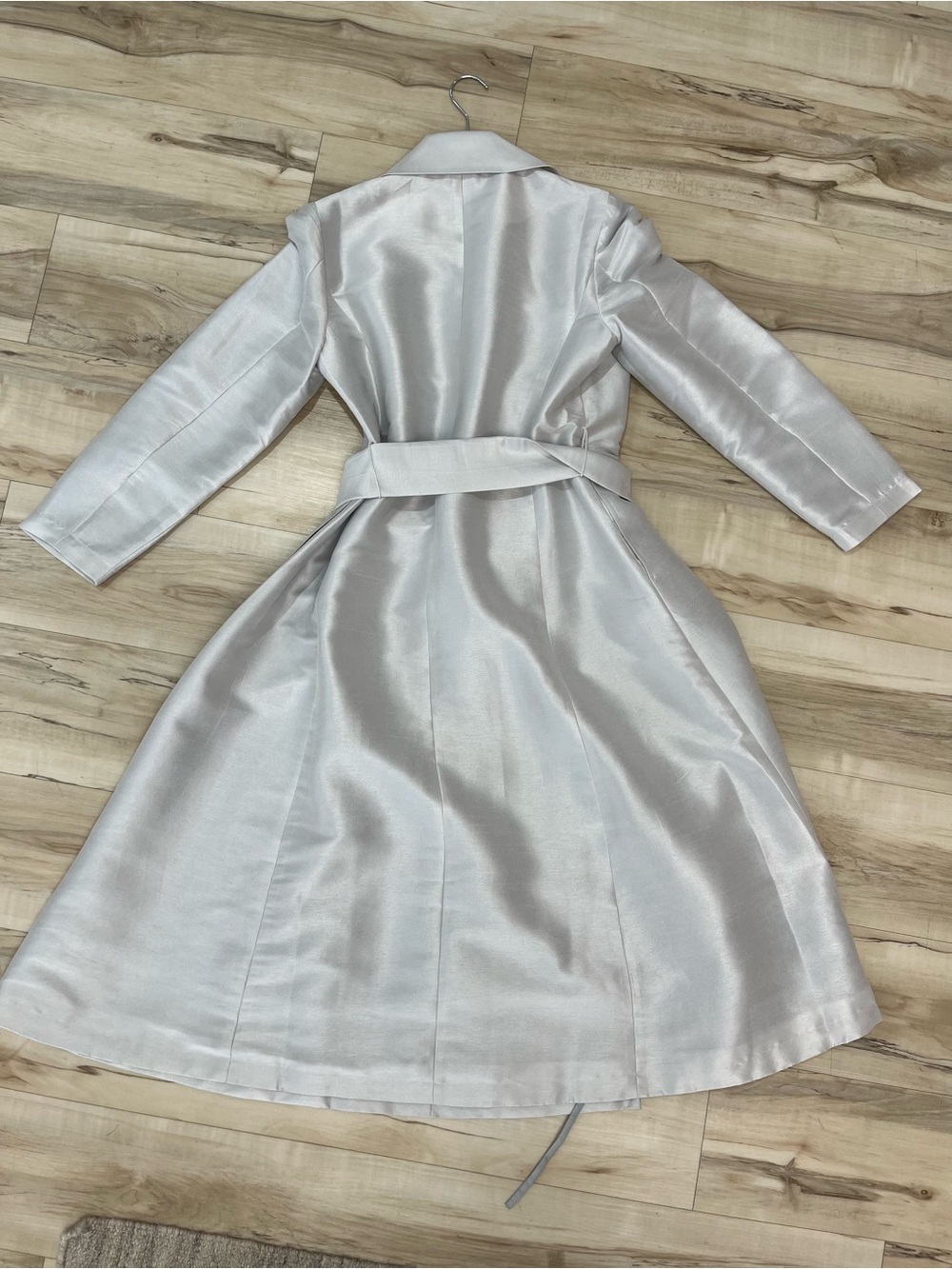 Frances Valentine Silver Shimmer Midi Wrap Dress with Tie Waist - Picture 2 of 3